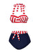 [Prévente] Ensemble de bikinis à nœud rayé rouge et bleu des années 1940