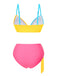 [Prévente] Ensemble bikini patchwork arc-en-ciel multicolore années 1950