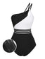 [Prévente] Maillot de bain noir et blanc asymétrique à découpes des années 1960