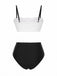 Ensemble bikini en dentelle colorblock noir et blanc années 1930