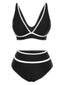 Ensemble bikini taille haute à bordure contrastée des années 1950