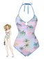 [Prévente] Maillot de bain hawaïen dos nu motif cocotiers des années 1970