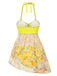 [Prévente] Maillot de bain jaune dos nu patchwork floral des années 1960