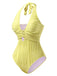 Maillot de bain dos nu texturé à anneau creux en U années 1950