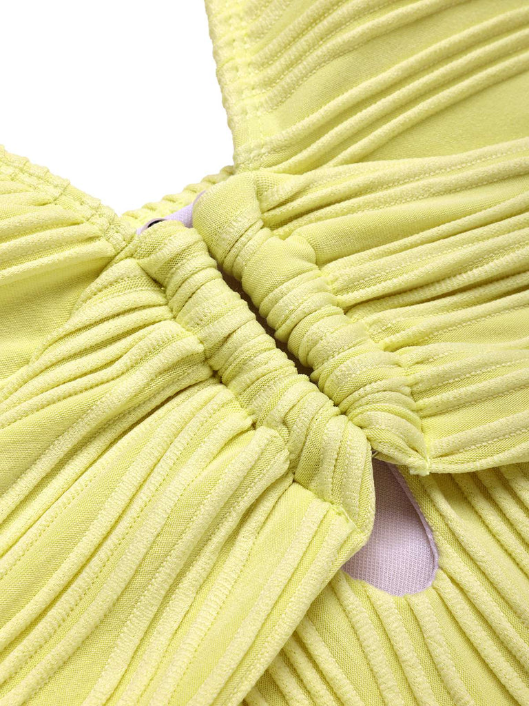 Maillot de bain dos nu texturé à anneau creux en U années 1950