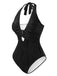 Maillot de bain dos nu texturé à anneau creux en U années 1950