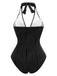 Maillot de bain dos nu texturé à anneau creux en U années 1950