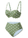 Bikini vert à pois et bordures pétales des années 1940
