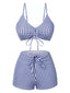 Bikini boxer à rayures verticales bretelles à cordon de serrage années 1930