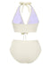 Maillot de bain licou texturé à col V profond des années 1950