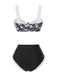 [Prévente] Ensemble bikini noir à motif floral Hepburn des années 1940