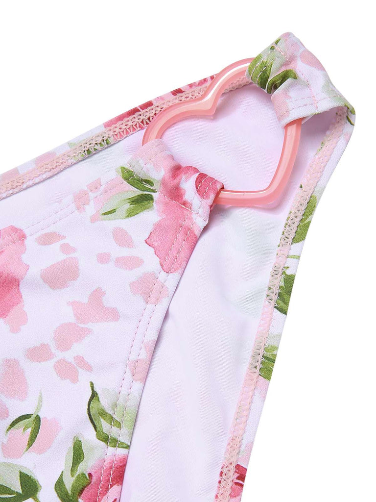 [Prévente] Ensemble bikini rose à lacets et dos nu style années 60