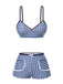 [Prévente] Maillot de bain à bretelles à carreaux vichy bleu des années 1930