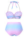 Maillot de bain sirène coquillage bleu dégradé de perles des années 1960