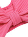 Ensemble bikini froncé rose uni avec volants et nœud années 1940