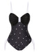 Maillot de bain noir à pois avec nœud papillon des années 1950