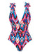 Maillot de bain col V profond chevrons psychédéliques années 1970