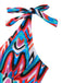 Maillot de bain col V profond chevrons psychédéliques années 1970