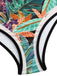 Bikini à bretelles larges motif plantes des années 1940
