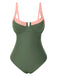 Maillot de bain une pièce à bretelles colorblock des années 1980