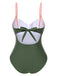 Maillot de bain une pièce à bretelles colorblock des années 1980