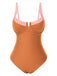 Maillot de bain une pièce à bretelles colorblock des années 1980