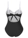 Maillot de bain une pièce à bretelles colorblock des années 1980