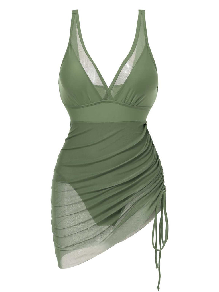 Maillot de bain une pièce transparent rouge années 1950