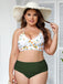 [Grande Taille] Ensemble bikini fleuri à lacets vert années 1950