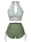 Maillot de bain à rayures creuses col rond des années 1950