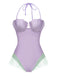 [Prévente] Maillot de bain bandeau sirène coquillage violet des années 1970