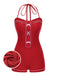 [Prévente] Maillot de bain dos nu rouge uni des années 1940