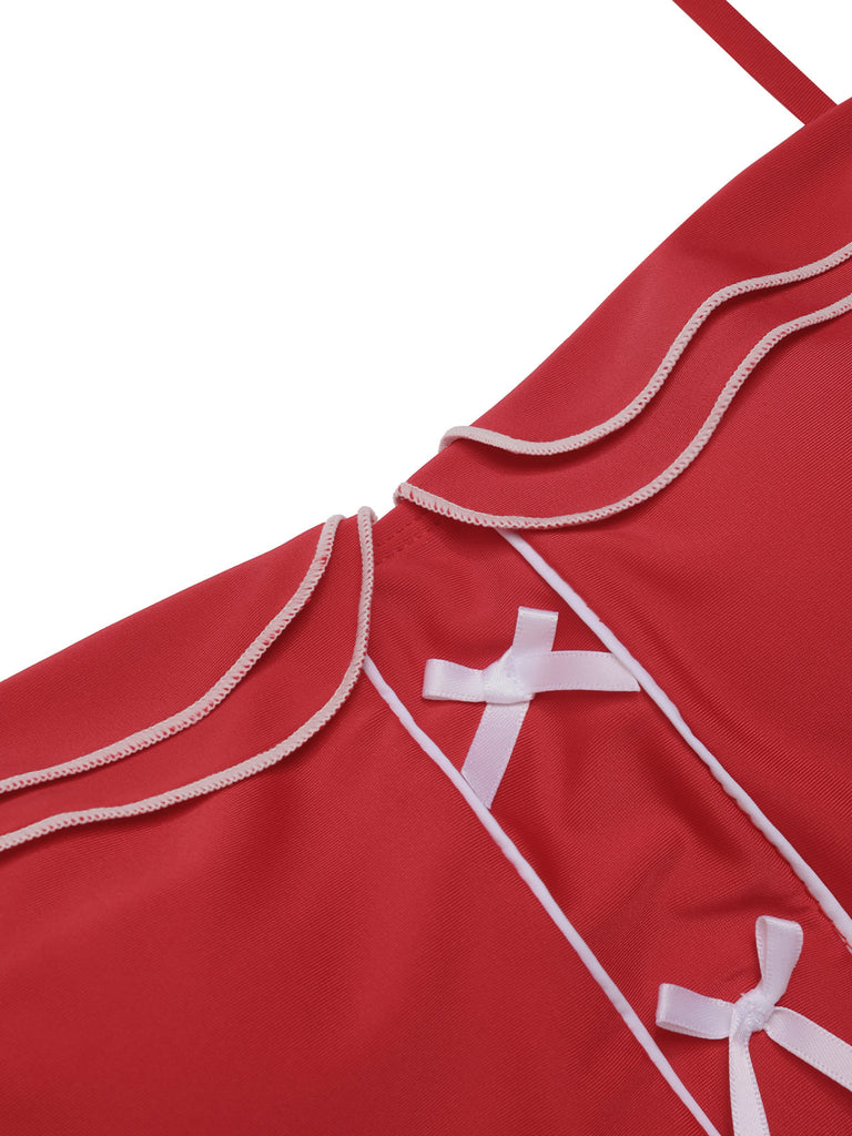 [Prévente] Maillot de bain dos nu rouge uni des années 1940