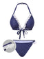 [Prévente] Ensemble bikini dos nu en dentelle à pois bleu années 1950
