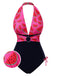 [Pré-vente] Maillot de Bain Rose Pastèque Licou col V profond années 1960