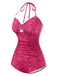 [Prévente] Maillot de bain rose à rayures zébrées strass en forme de cœur années 50