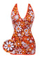 [Prévente] Maillot de bain une pièce marron à fleurie bohème années 1960