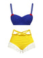 Maillot de bain à volants jaune et bleu Blanche-Neige années 1950