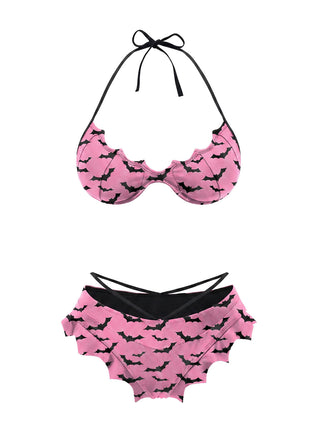 [Prévente] Ensemble Bikini Gothique Ailes de Chauve-Souris Dégradé Rose et Bleu années 80 8