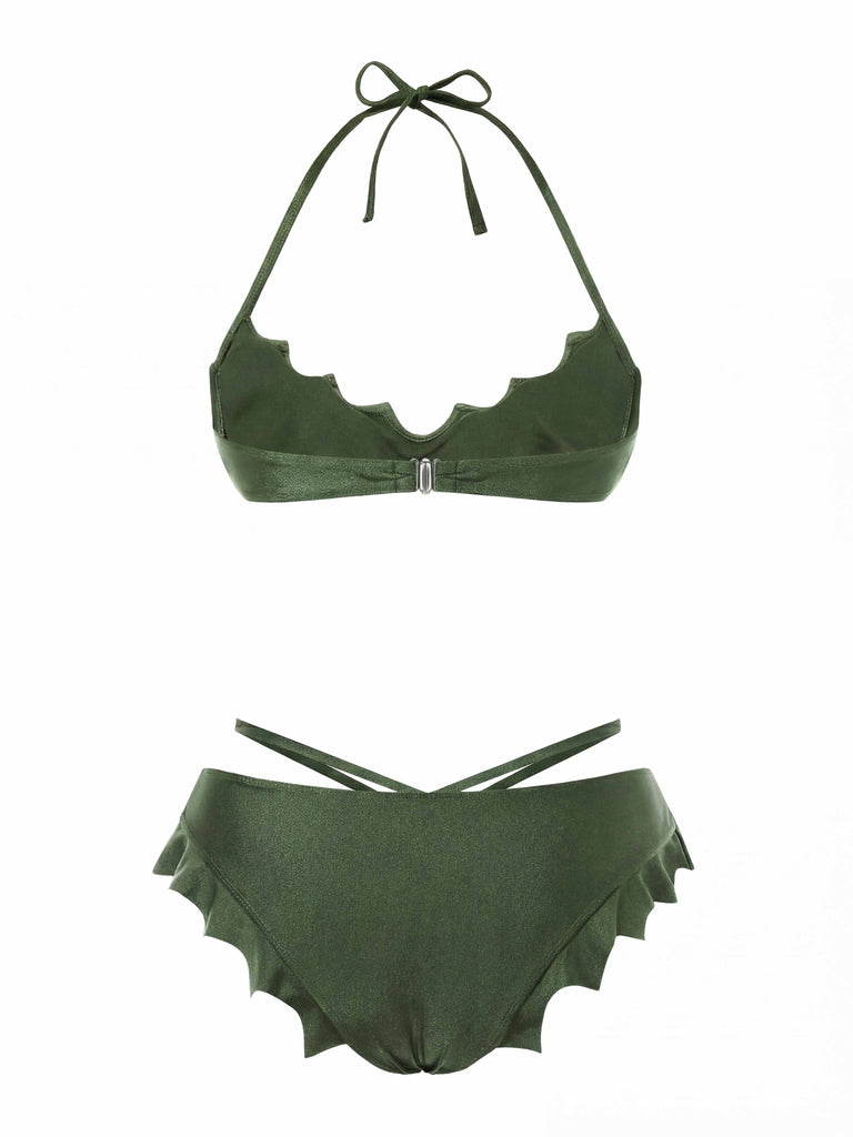 [Prévente] Ensemble Bikini Gothique Uni Ailes de Chauve-Souris Vert Années 1980 2