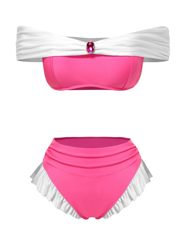 [Prévente] Ensemble bikini princesse bijoux rose années 1970