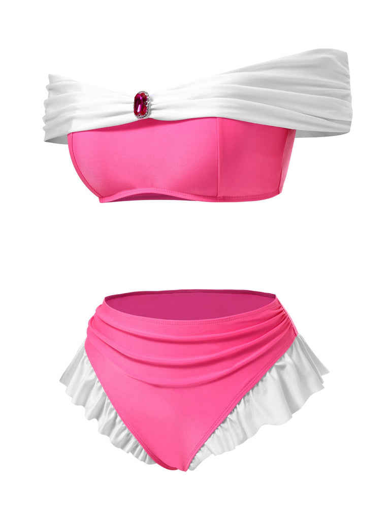 [Prévente] Ensemble bikini princesse bijoux rose années 1970
