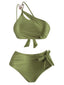 Ensemble bikini asymétrique en tissu texturé et perles des années 1950