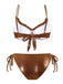 Ensemble de bikinis à volants avec strass bruns des années 1950