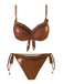 Ensemble de bikinis à volants avec strass bruns des années 1950