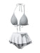 [Prévente] Maillot de bain dos nu carreaux vichy gris et blanc nnées 1940