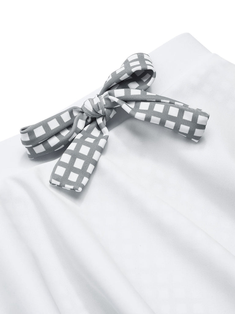 [Prévente] Maillot de bain dos nu carreaux vichy gris et blanc nnées 1940