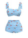 [Prévente] Maillot de bain bleu à lacets à carreaux et cerise des années 1950