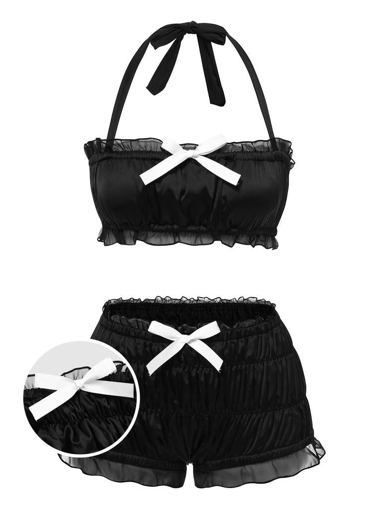 [Prévente] Maillot de bain noire nœud papillon bandeau années 1940