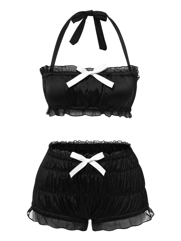 [Prévente] Maillot de bain noire nœud papillon bandeau années 1940
